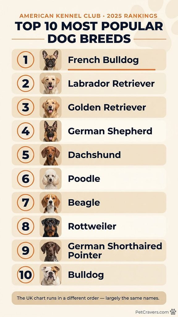Top 10 Most Popular Dog Breeds - American Kennel Club - 2025 Rankings