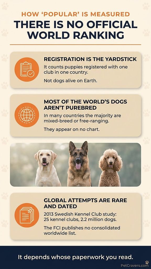 Most popular dog breeds in the world - No official world ranking.