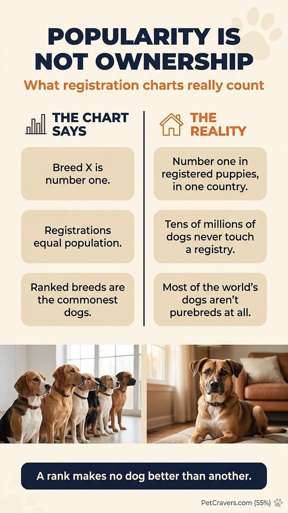 Most popular dog breeds in the world - Registration vs Ownership