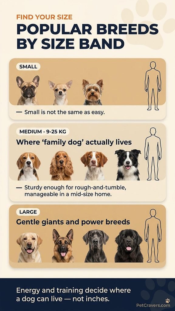 Most popular dog breeds in the world - Popular breeds by size band